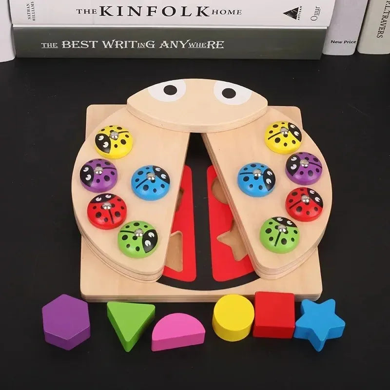 Wooden Magnetic Fishing Game & Ladybug Shape Puzzle Toy