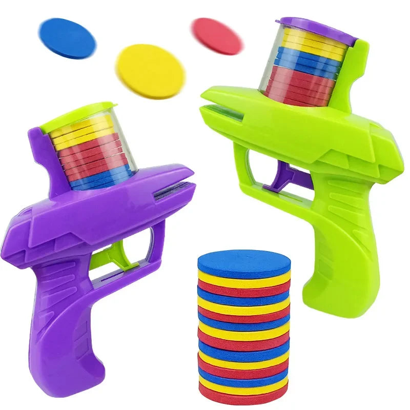 Kids Foam Disc Launcher Toy - Outdoor Flying Disc Gun for Children