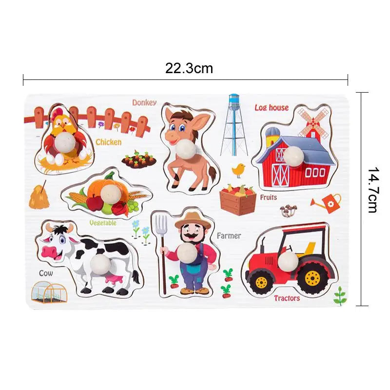 Wooden Mushroom Nail Hand Grab Puzzle - Educational Toy