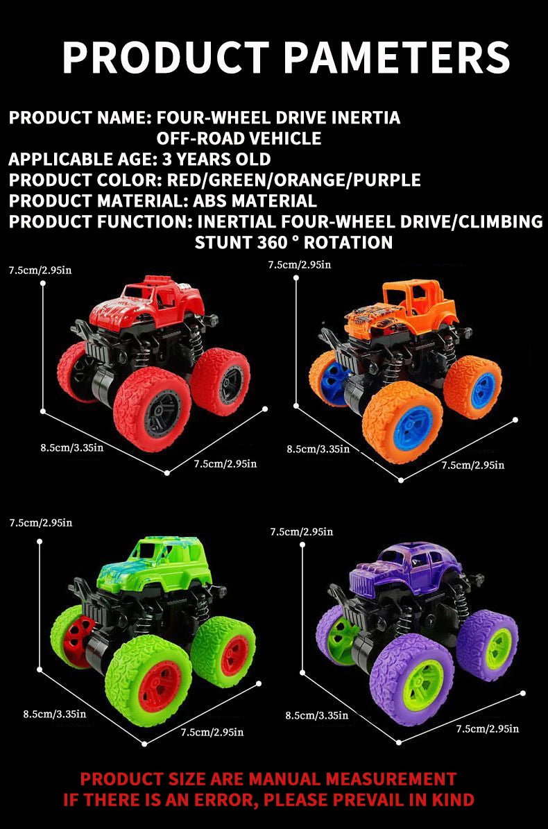 Rimi Linmy Inertia 4WD Off-Road Stunt Toy Car - ABS Plastic