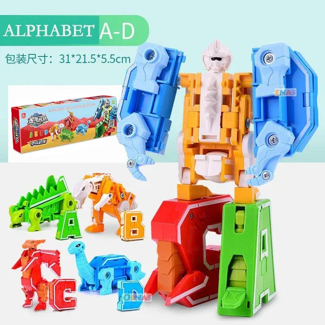 26 A-Z letter Alphabet Animal Dinosaur Warrior Deformation Action Figures Transformation Robot Toys For Children Gift Brinquedos
