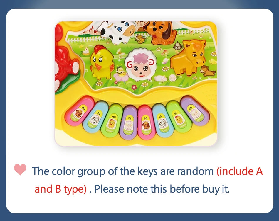 Baby Musical Piano Keyboard Toy with Animal Sounds and Lights
