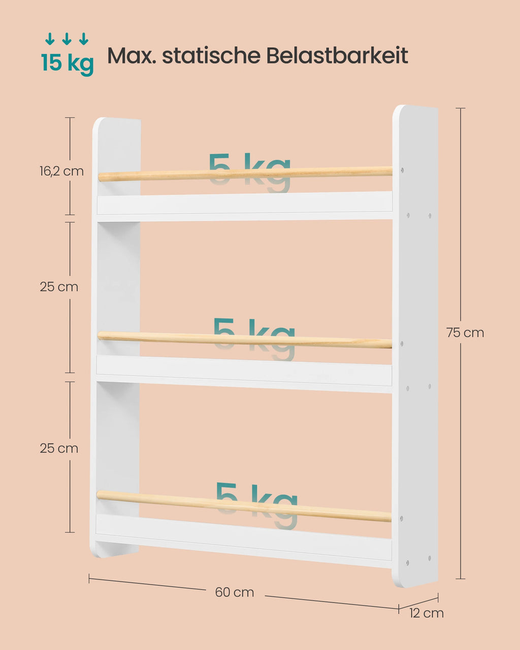 SONGMICS Bookshelf Children 3 Level toys Shelf CHILDREN'S room Playroom