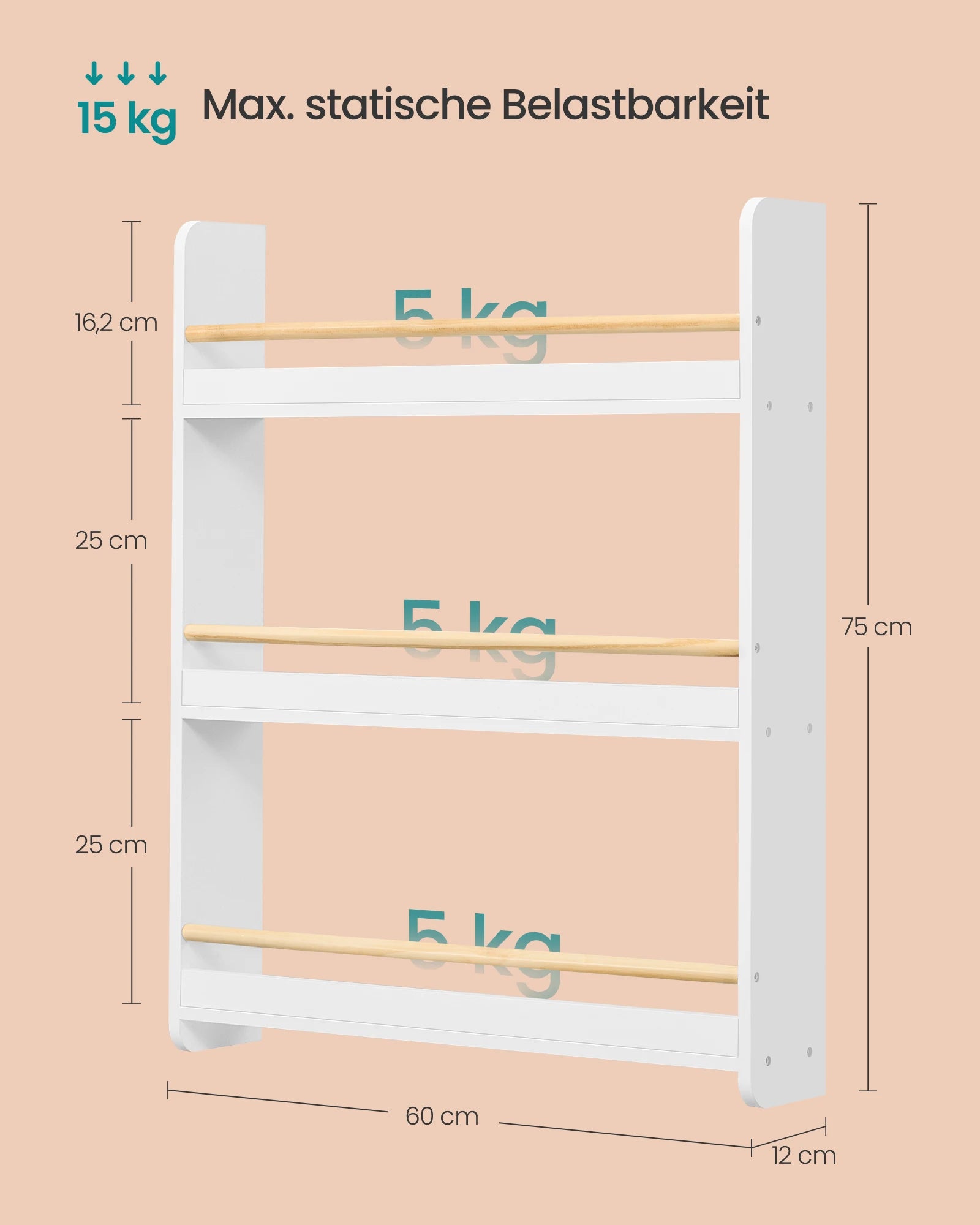 SONGMICS Bookshelf Children 3 Level toys Shelf CHILDREN'S room Playroom