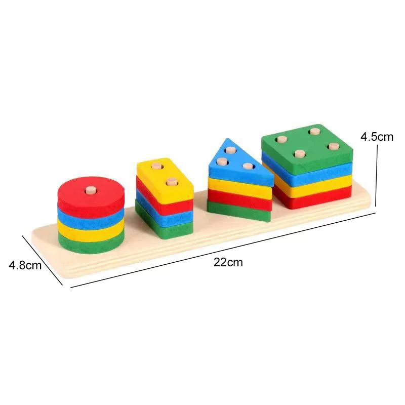 Wooden Montessori Geometric Shape Sorting Columns Toy