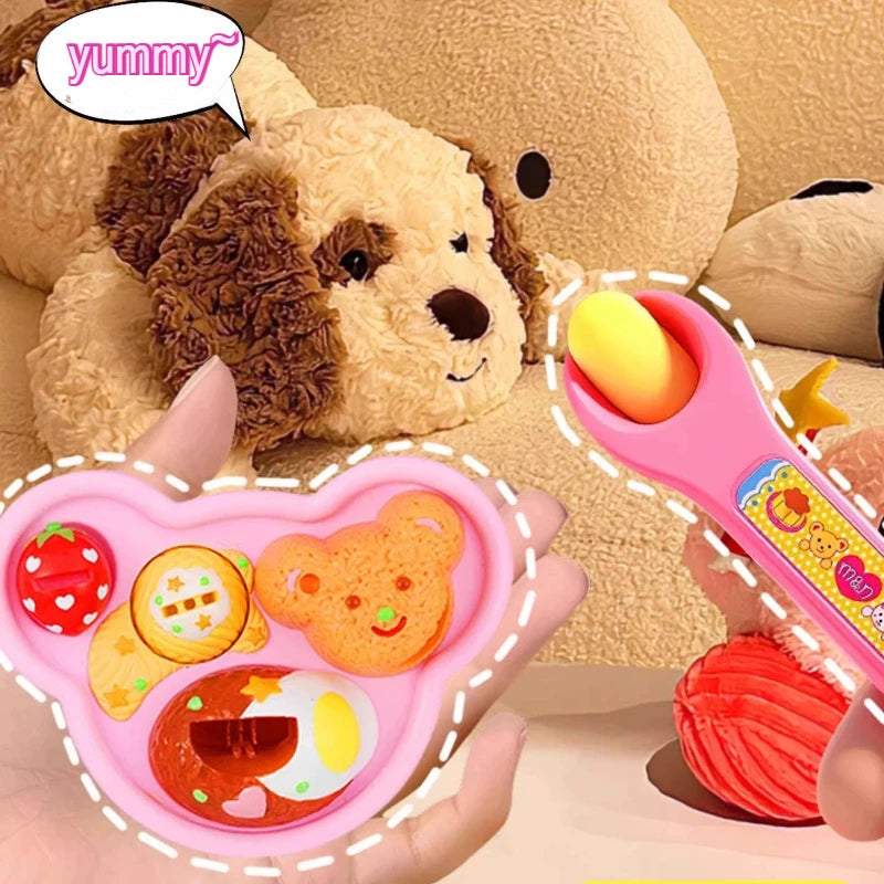 Bear Bento Jelly Pudding Feeding Toy Set Interactive Kitchen Pretend Play for Toddler Parent-Child Educational Food Toy Gifts