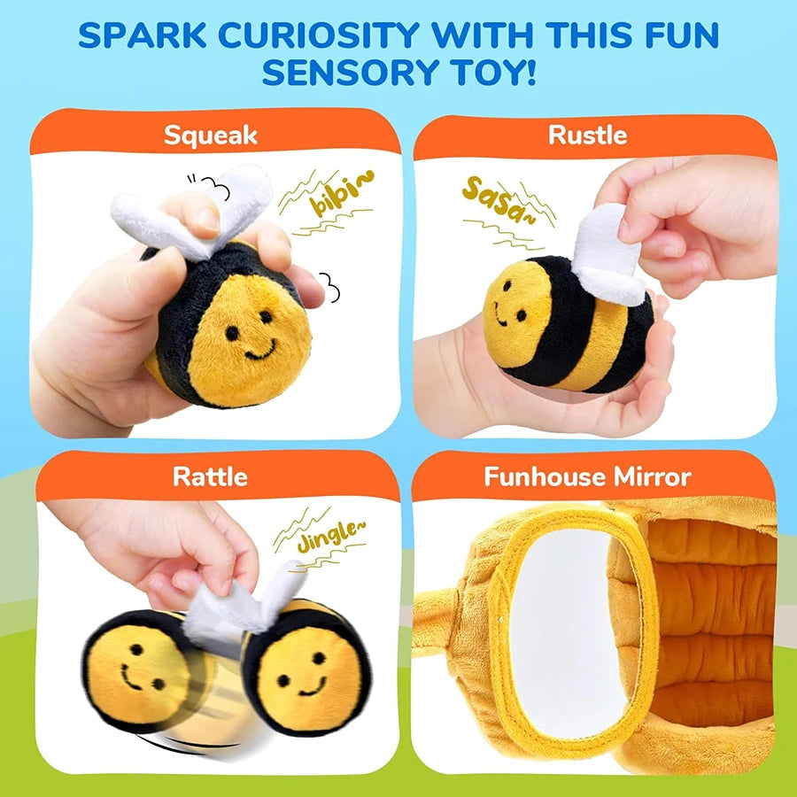 Yokibo Soft Baby Beehive Sensory Toy with 5 Plush Bees