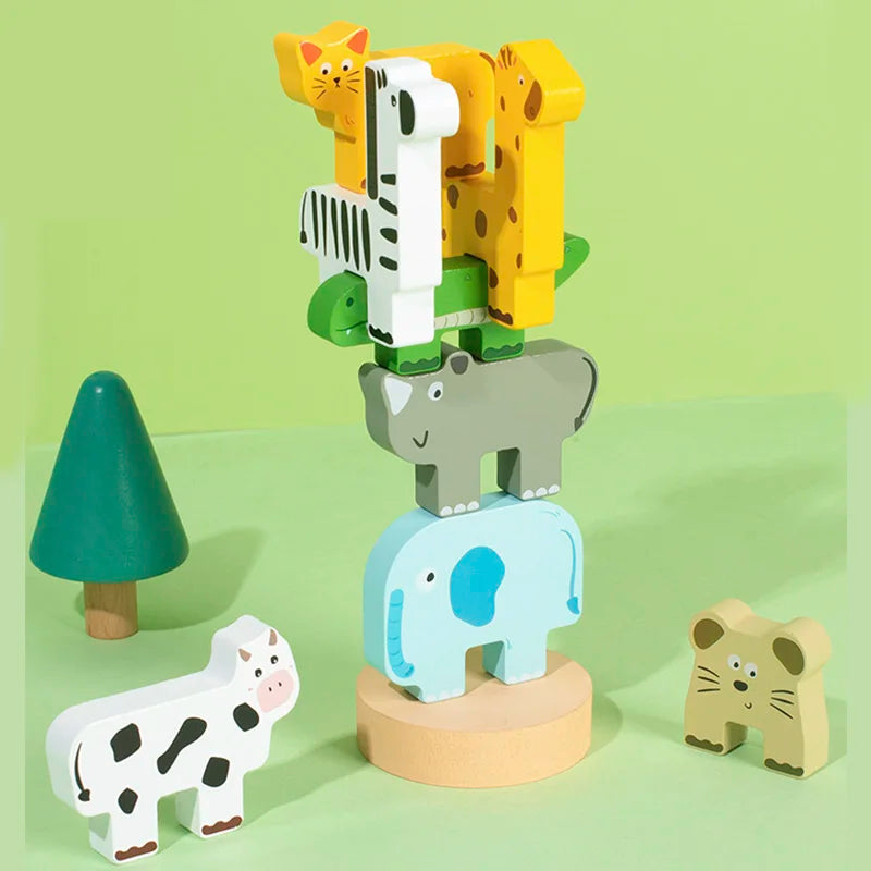 Sharing Wooden Animal Balance Stacking Game Montessori Toy