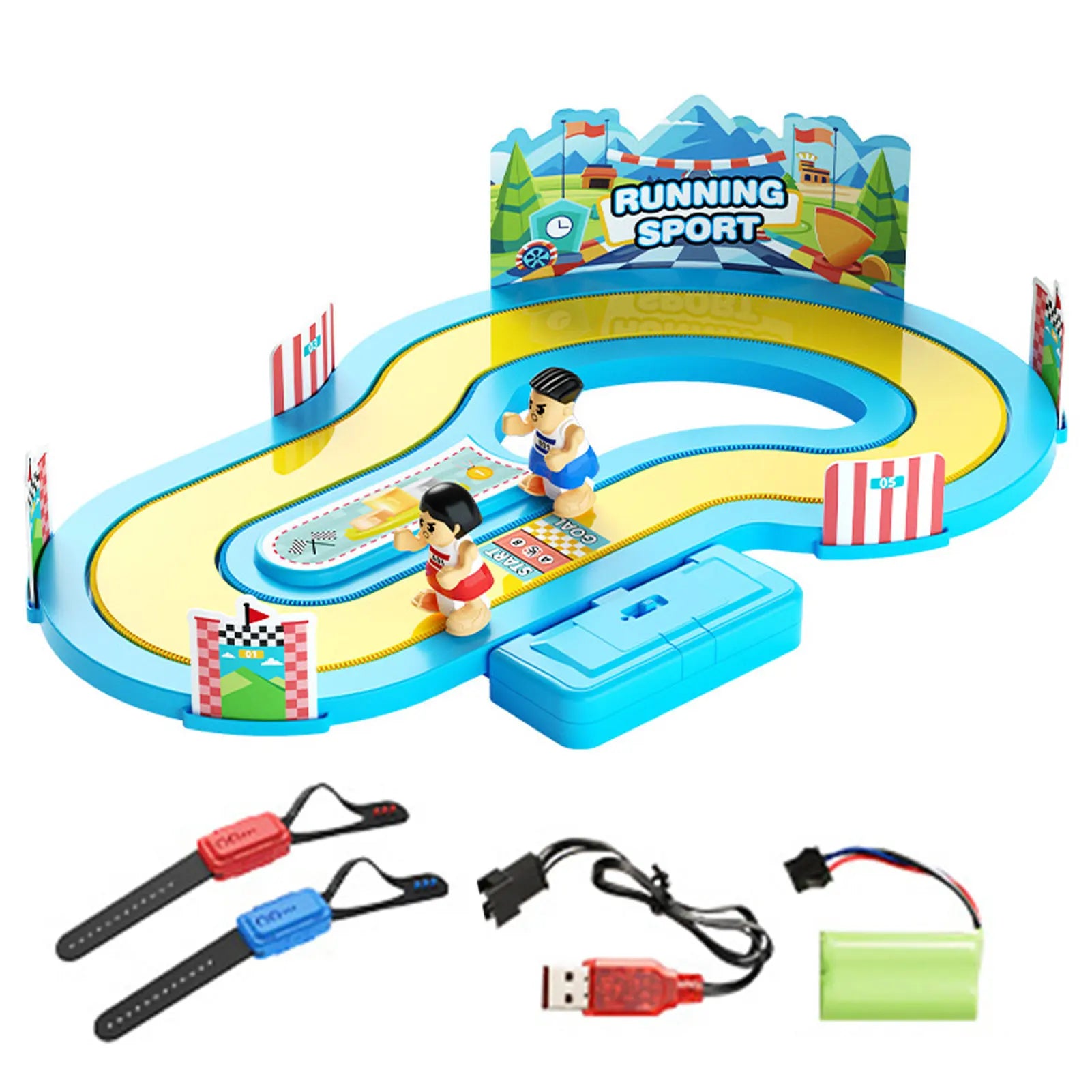 Children's Speed Wireless Body Sensing Competition Running Table Game Toy,Two-Person Competitive Simulation Track Motion Toys