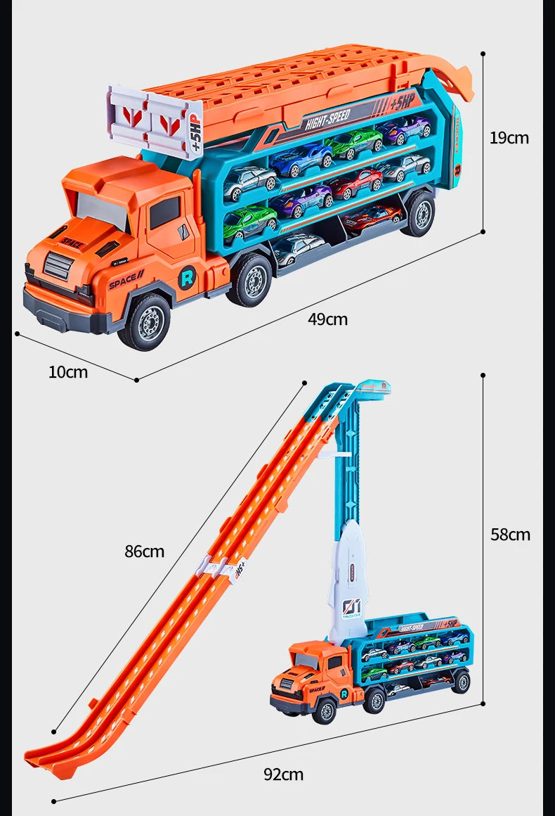 3D Rail Car - Over the Track, High Impact Flying Car - Transformed Inertial Car Puzzle Power Car Toy Set - Alloy Car Toy Set