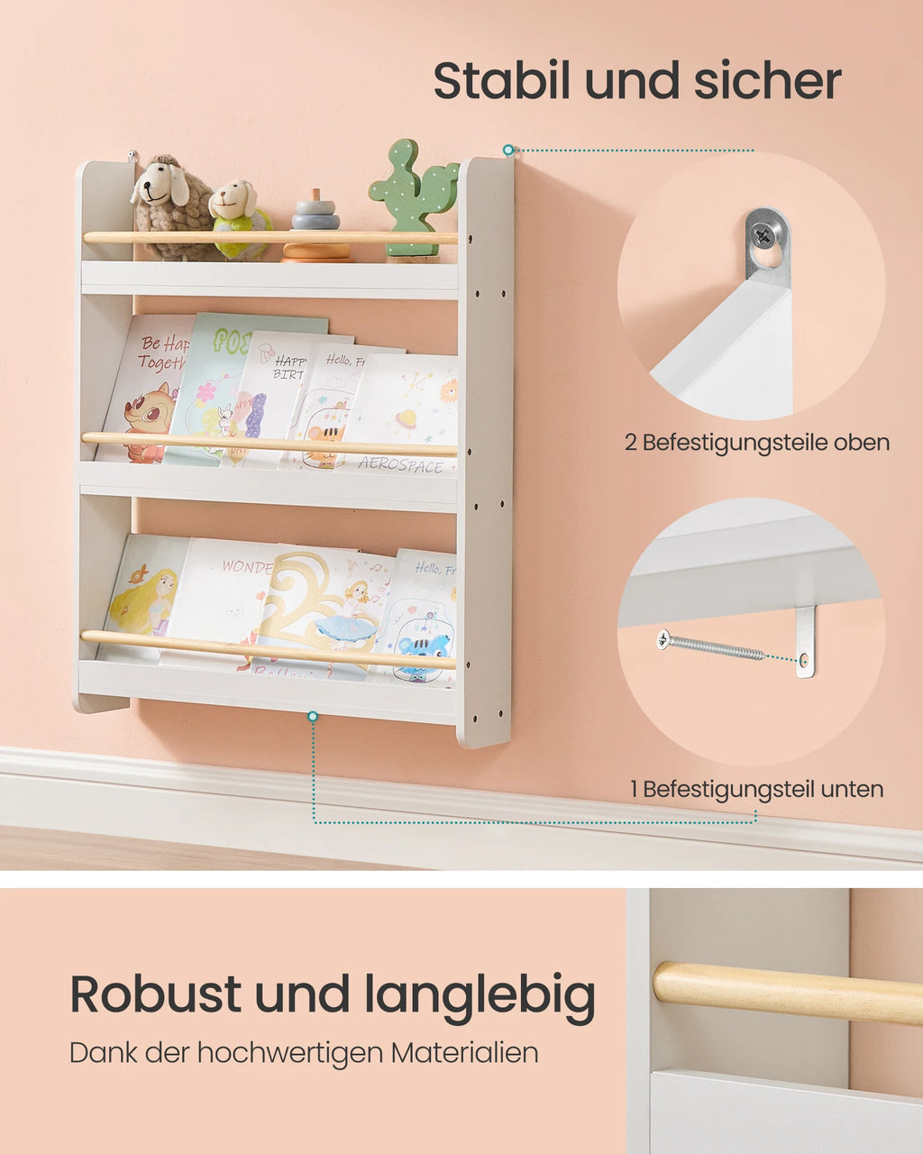 SONGMICS Bookshelf Children 3 Level toys Shelf CHILDREN'S room Playroom