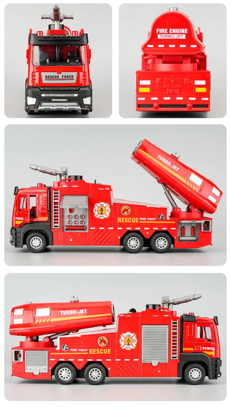 1:32 Alloy Model Toy Spray Fire Engine Cars Metal Diecast Water Spray Engineering Vehicle Doors Opened Sound Light Boys Gifts