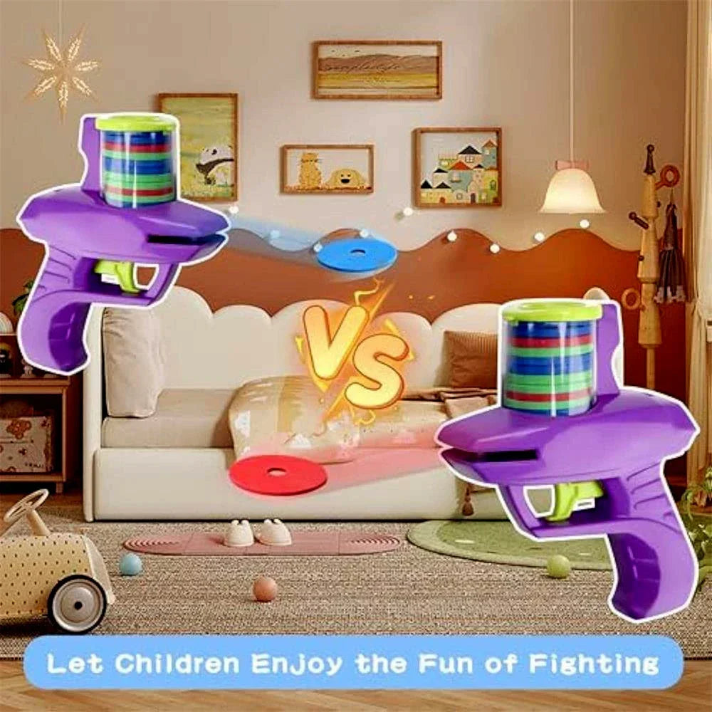 Kids Foam Disc Launcher Toy - Outdoor Flying Disc Gun for Children
