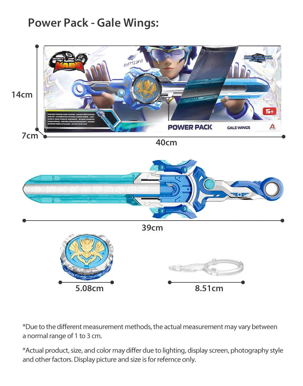 Infinity Nado 6 Power Pack - Spirit Wind Panda Upgraded Metal Spinning Top Gyro ,39cm Sword Launcher Kid Toy Birthday Gift