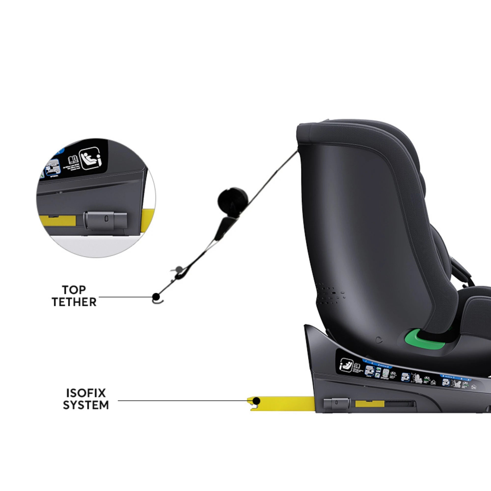 Child seat 360° ISOFIX rotating baby car seat, ECE R129/0-36 kg/0-12 years, 5-point seat belt