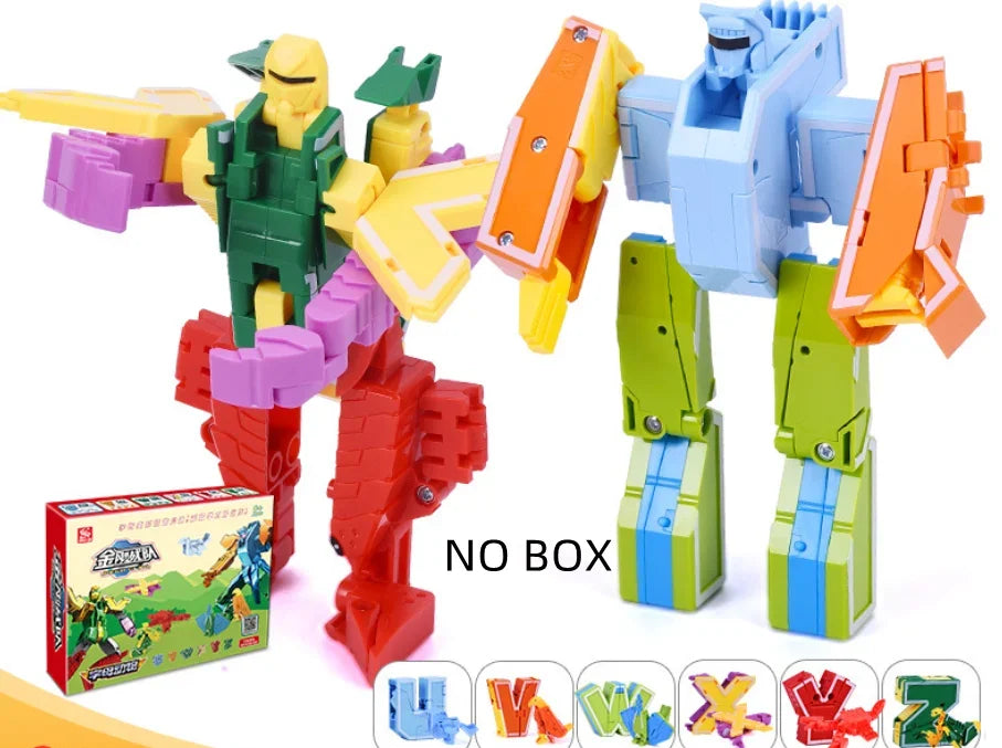 26 A-Z letter Alphabet Animal Dinosaur Warrior Deformation Action Figures Transformation Robot Toys For Children Gift Brinquedos