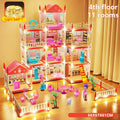 DIY Popular Toy 3d Assembly Mini Toy House Accessories Villa Princess Castle Led Lights Girl Birthday Gift Assembly Toy House