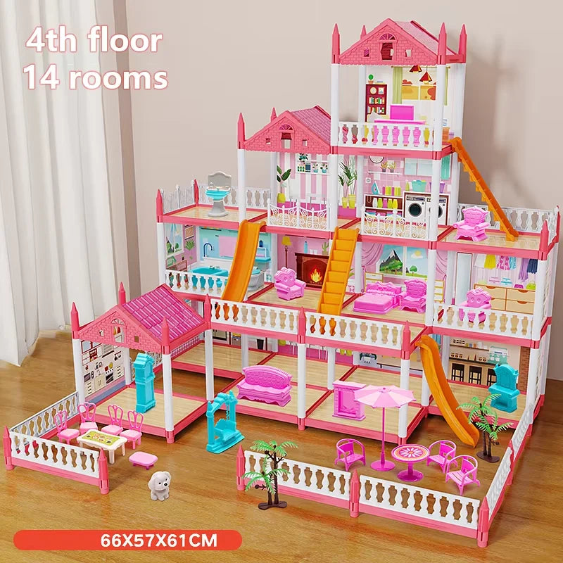 3D Assembly Diy Mini Toy House Accessories Villa Princess Castle Girl Birthday Gift Assembly Toy House