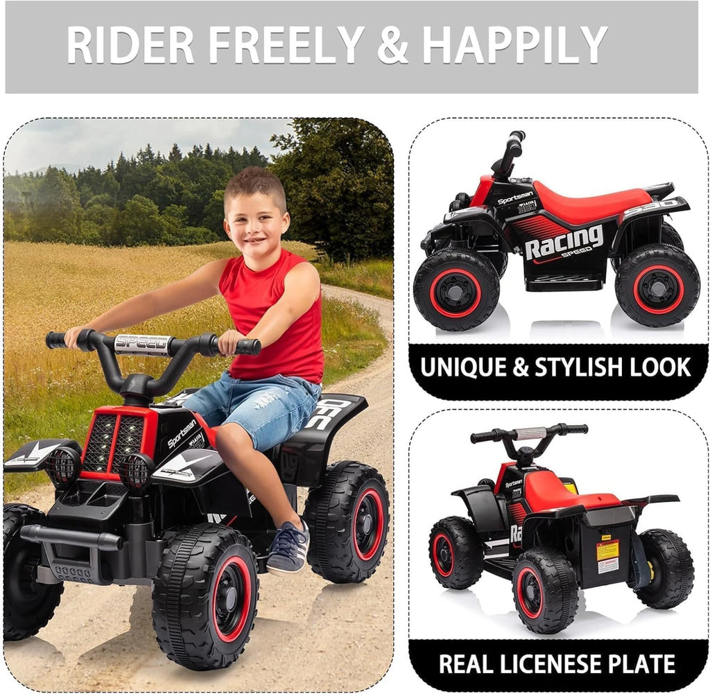 Electric Quad For Children 6V Ride-On Seat Car With LED Lights & Music, Horn, One-Button Start, 1.8 Km/h,  Mini ATV From 3 years