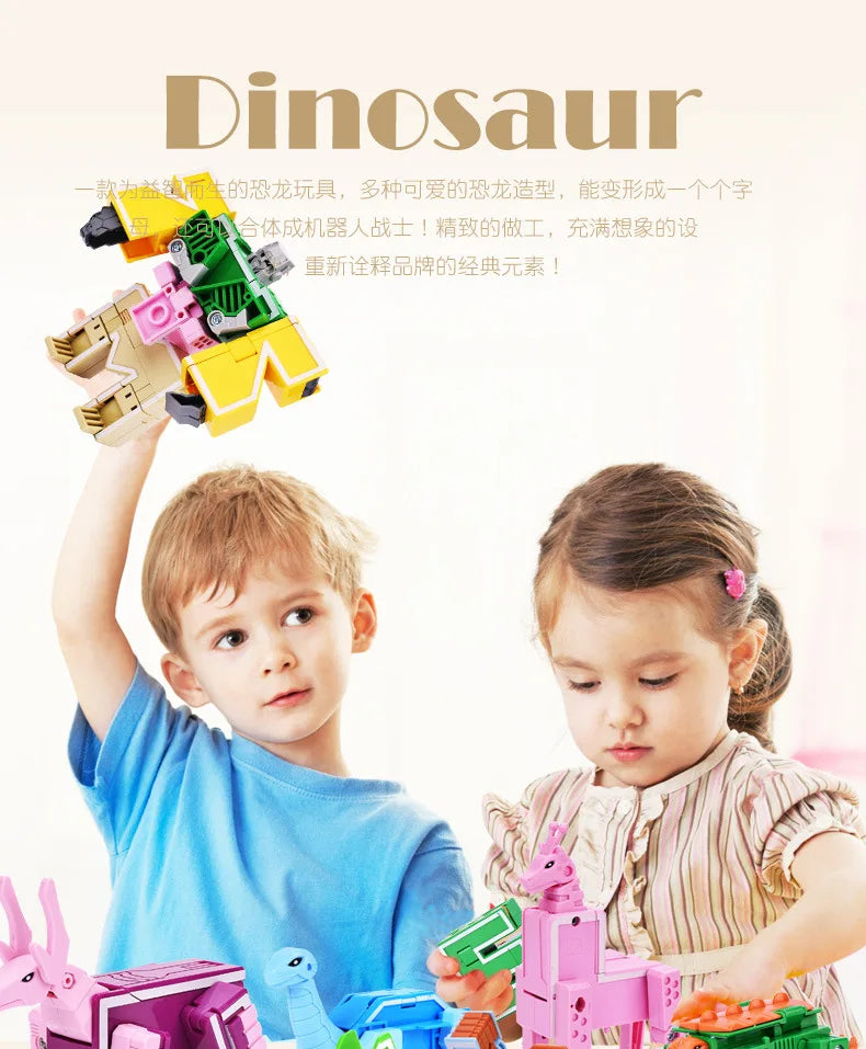 26 A-Z letter Alphabet Animal Dinosaur Warrior Deformation Action Figures Transformation Robot Toys For Children Gift Brinquedos