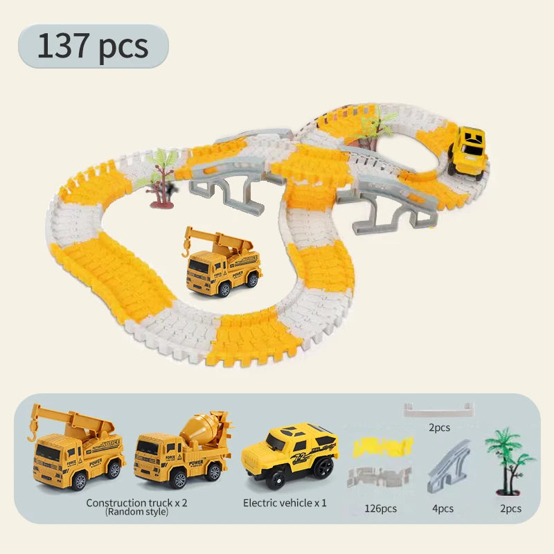 Electric track vehicle series toy track puzzle, car assembly, racing set, building blocks. Boys, girls. Birthday gifts, Children