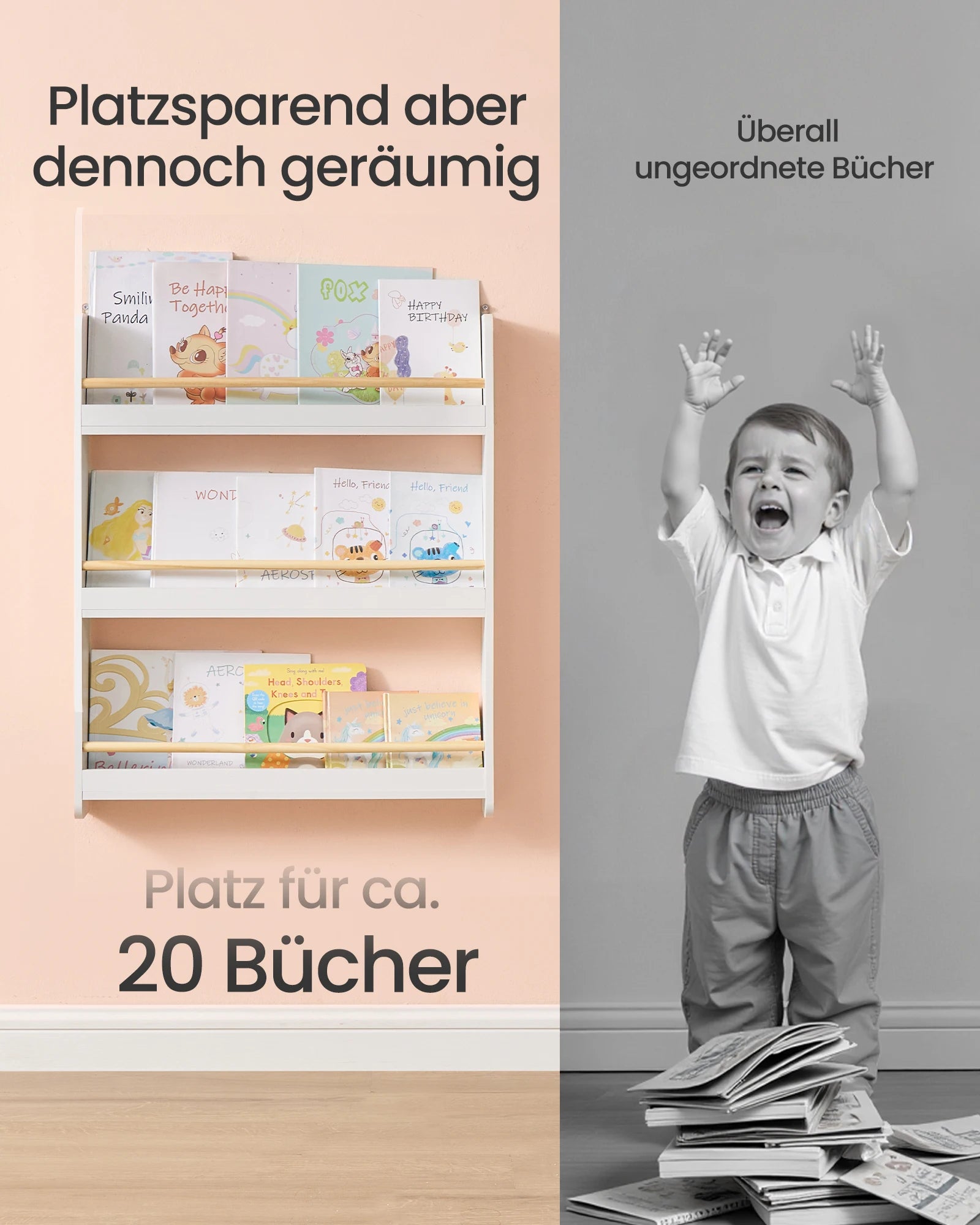 SONGMICS Bookshelf Children 3 Level toys Shelf CHILDREN'S room Playroom