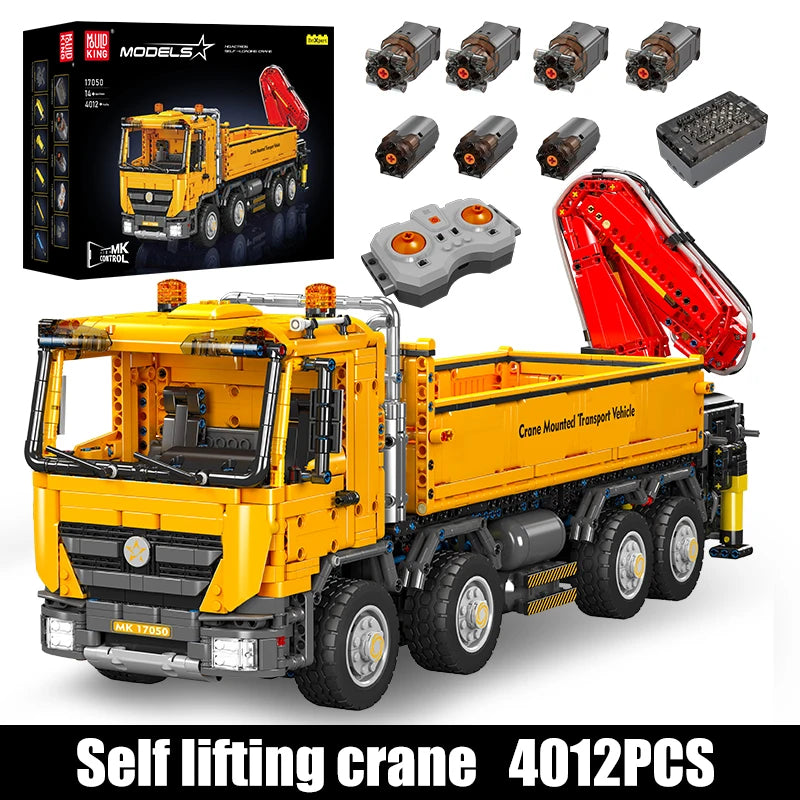 Mould King 17050 Technical Car Toys The RC Actros Self-Loading Crane Building Block Enginerring Truck Brick Kids Christmas Gift