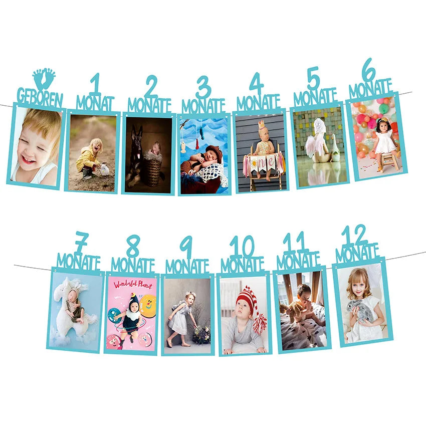 Baby 1st Birthday 12 Months Photo Banner