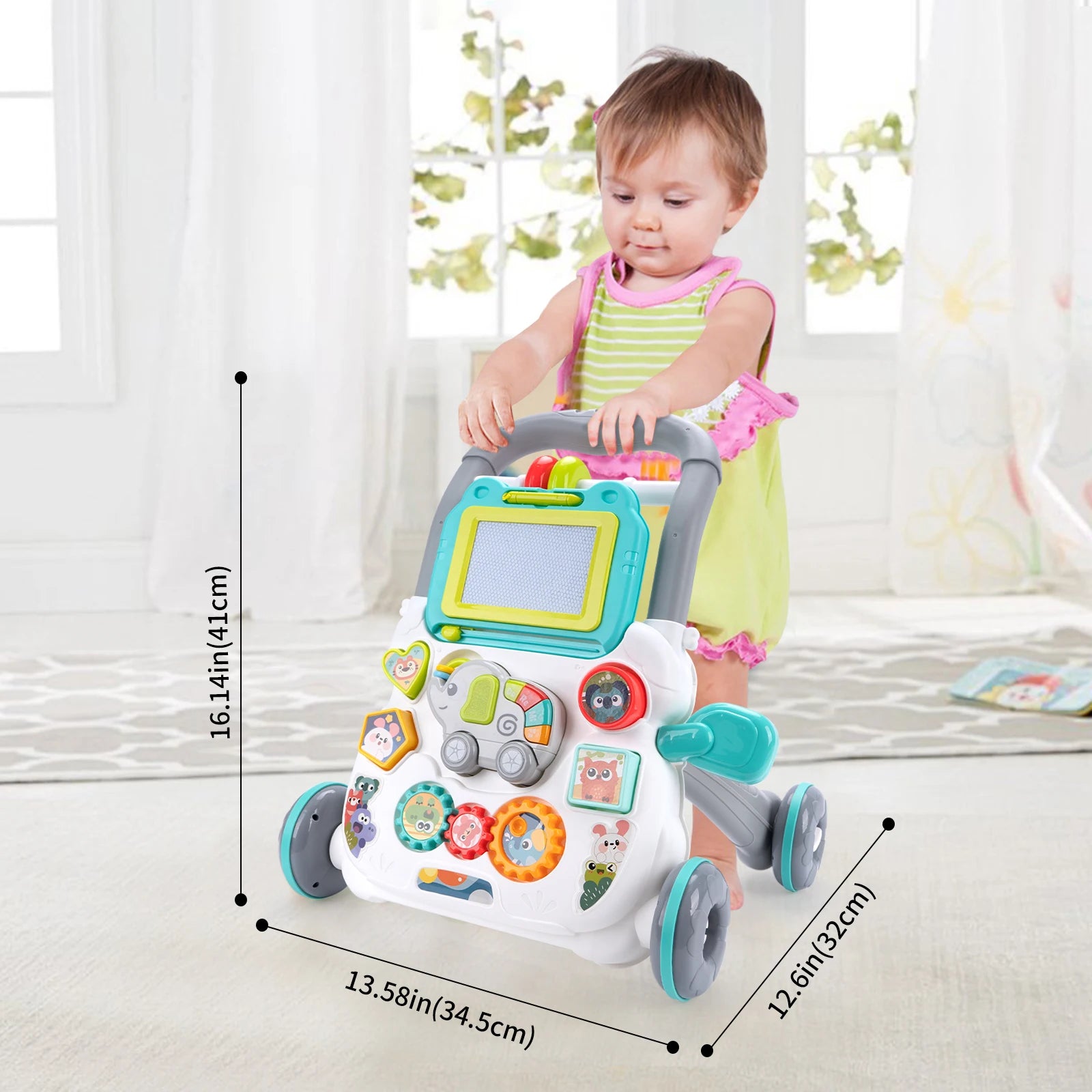 Baby Push Walker with Music and Drawing Board