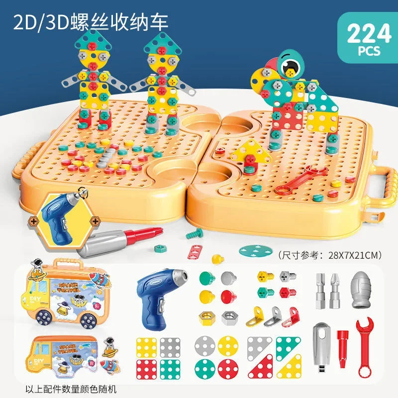 Simulated Electric Screwdriver for Children's Play Home Twisting Screws Puzzle Toy Assembly and Repair Toolbox Christmas Gift