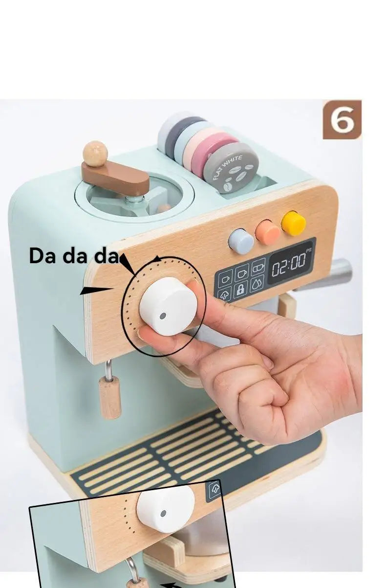 Children's Wooden Playhouse Toys Game House Toys Wooden Coffee Machine Wooden Cash Register Puzzle Interactive Education