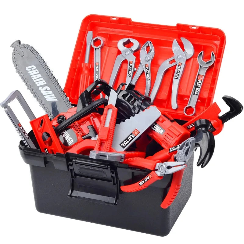 Kids Pretend Play Toolbox Set with Toy Drill - ABS Plastic