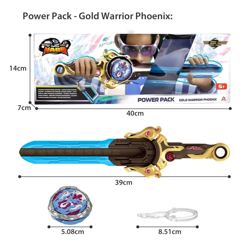 Infinity Nado 6 Power Pack - Spirit Wind Panda Upgraded Metal Spinning Top Gyro ,39cm Sword Launcher Kid Toy Birthday Gift