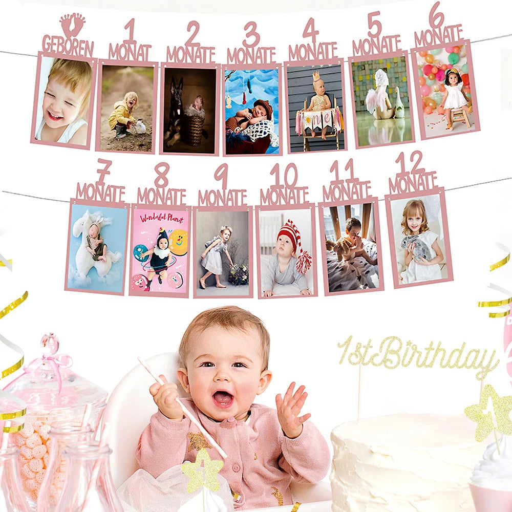 Baby 1st Birthday 12 Months Photo Banner