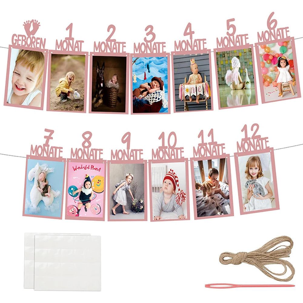 Baby 1st Birthday 12 Months Photo Banner