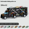 Transforming truck toys and launcher tracks, police-themed, foldable storage, randomly shipped mini cars, interactive party game