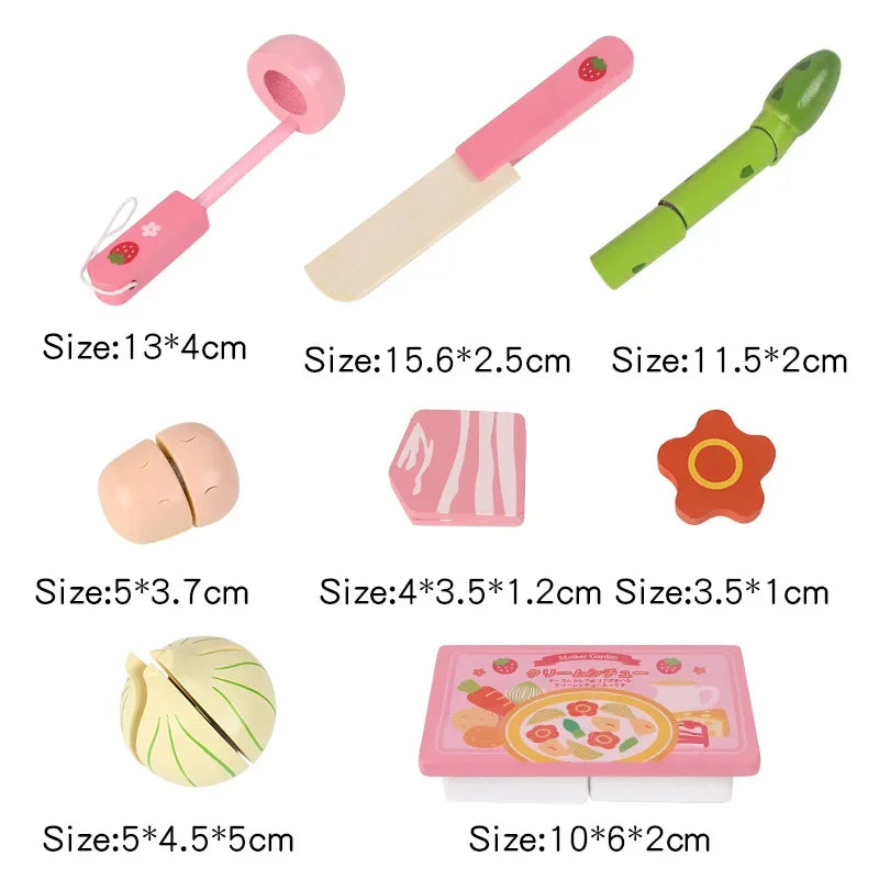 Kids Kitchen Toys Mother Garden Strawberry Simulation Vegetable Hot Pot Kitchen Prentend Play Food Set Wooden Toy for Girls Gift
