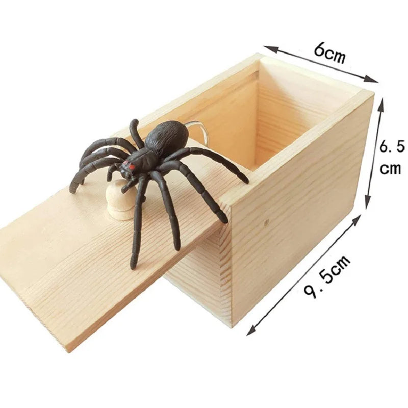 Handmade Wooden Spider Prank Scare Box - 9cm Pop Out Toy