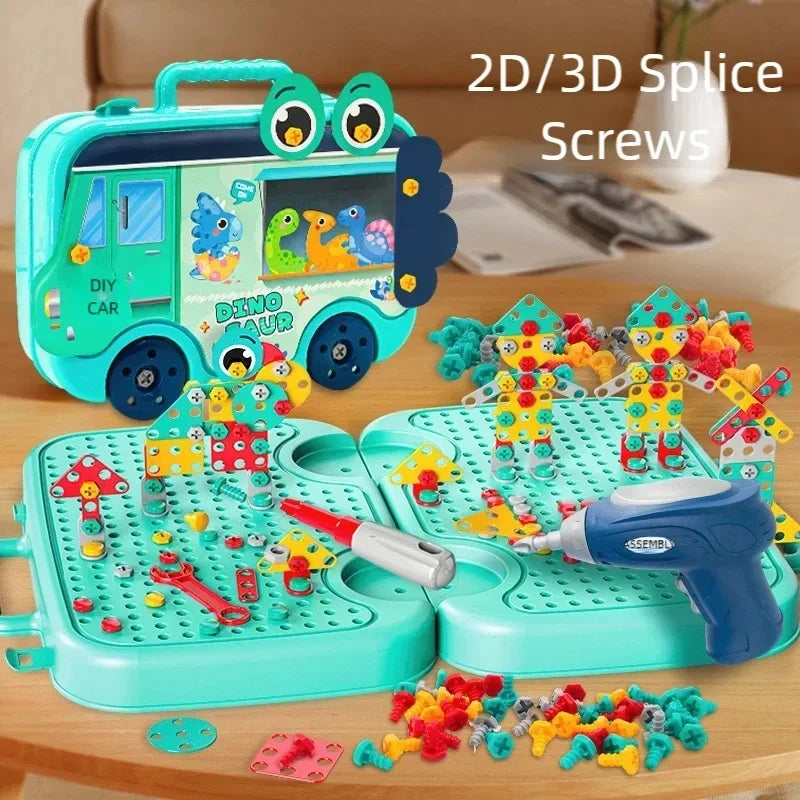 Simulated Electric Screwdriver for Children's Play Home Twisting Screws Puzzle Toy Assembly and Repair Toolbox Christmas Gift