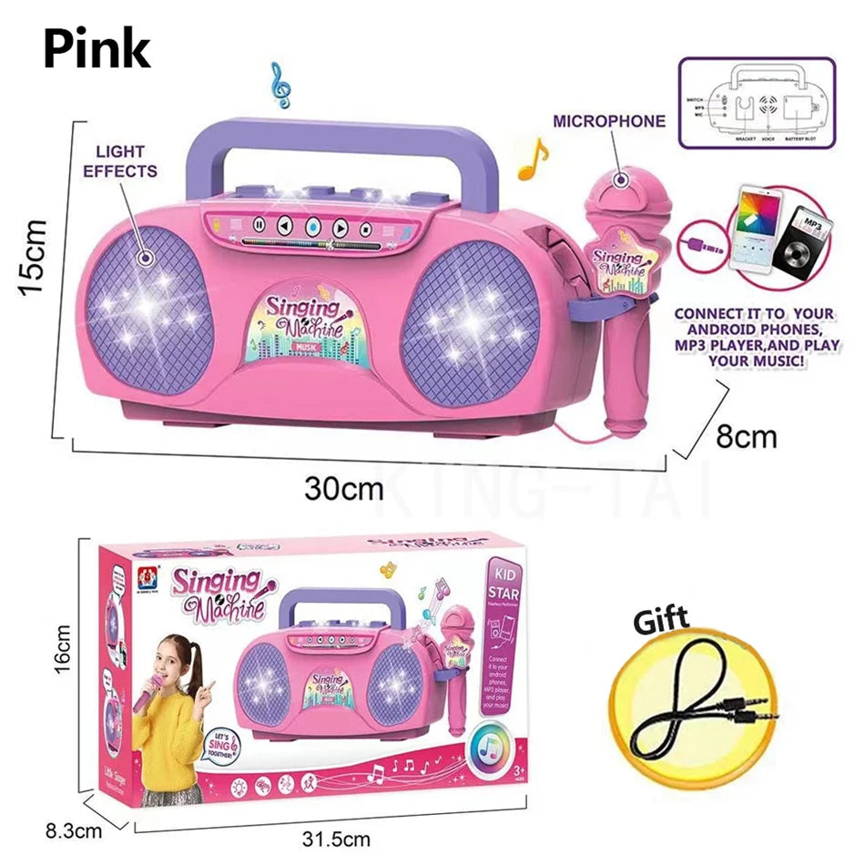 Kids Karaoke Microphone Toy with Lights and MP3 Connectivity