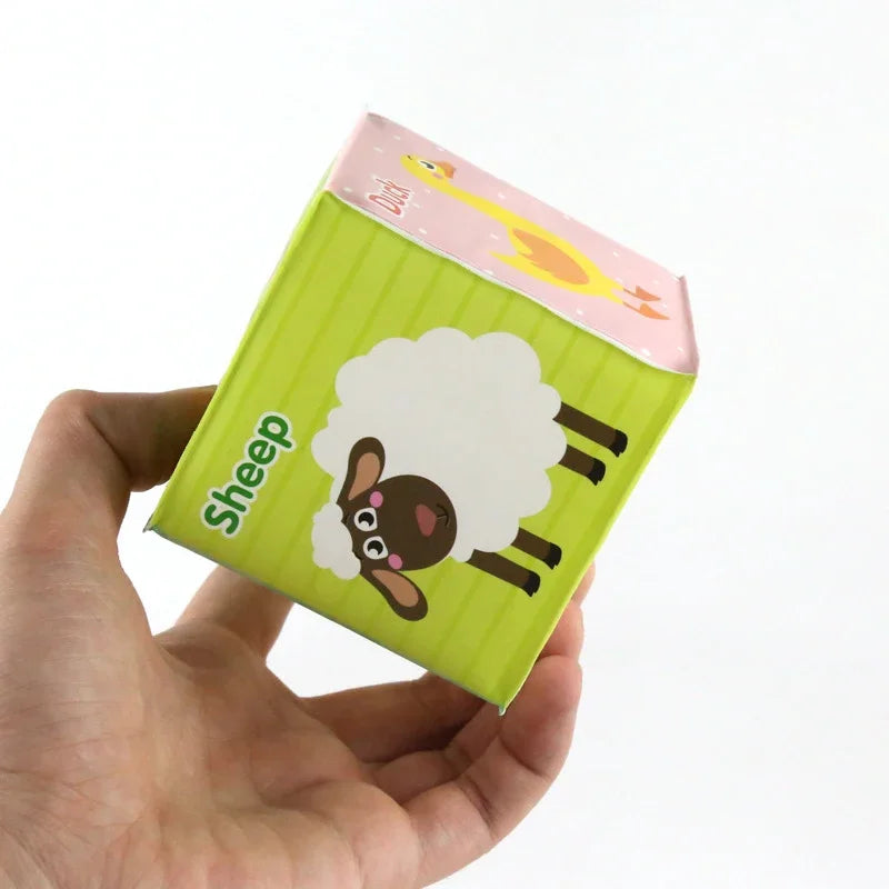 Montessori Infant Soft Plush Rattle Blocks - Animal & Number Dice