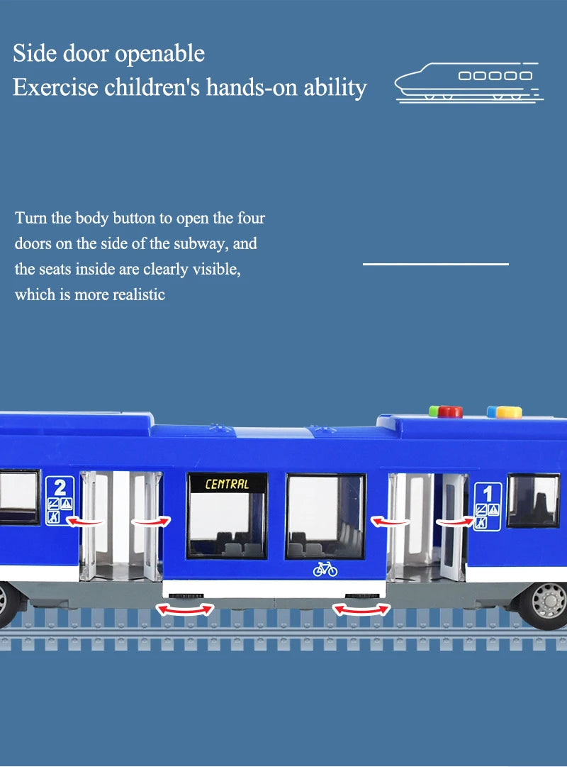 Oversized 45CM subway toy model train simulation light rail train with light music boy children's toy car model