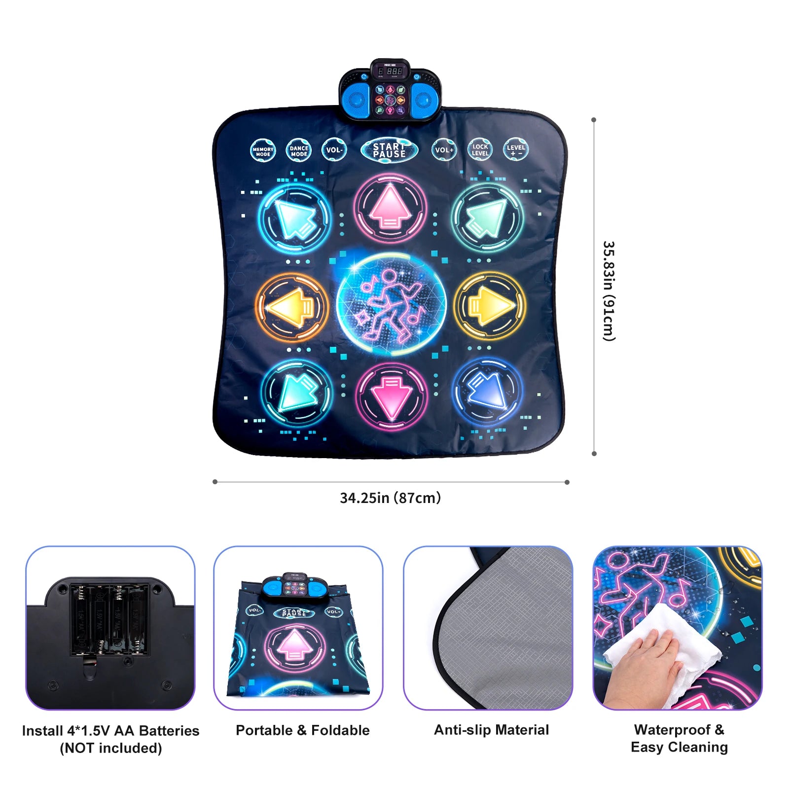 Coolplay 90x90cm Electric Music & Dancing Mat with Lights