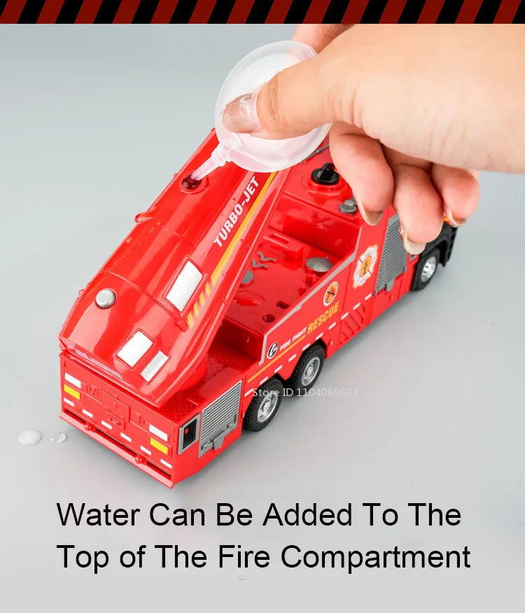1:32 Alloy Model Toy Spray Fire Engine Cars Metal Diecast Water Spray Engineering Vehicle Doors Opened Sound Light Boys Gifts