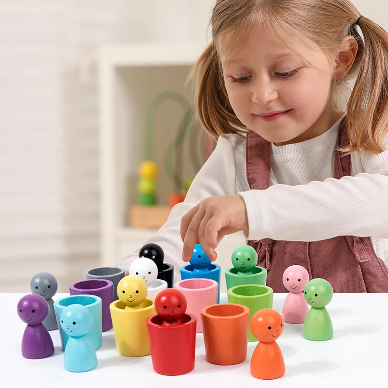 Lee's Sharing Montessori Wooden Color Cups Sorting Game
