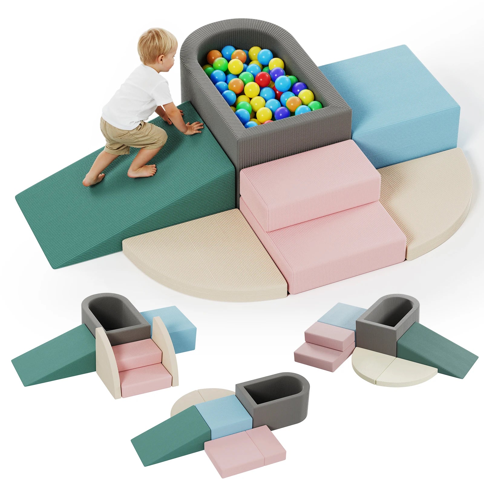 Modular Toddler Climbing Toys for Toddlers, Kids Sofa Foam Climbing Blocks, Play Climbing Playset with Slide Stairs, Convertible