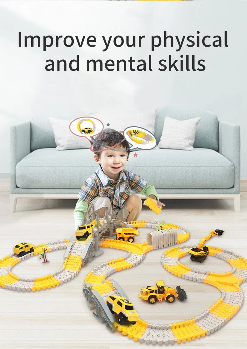 Electric track vehicle series toy track puzzle, car assembly, racing set, building blocks. Boys, girls. Birthday gifts, Children