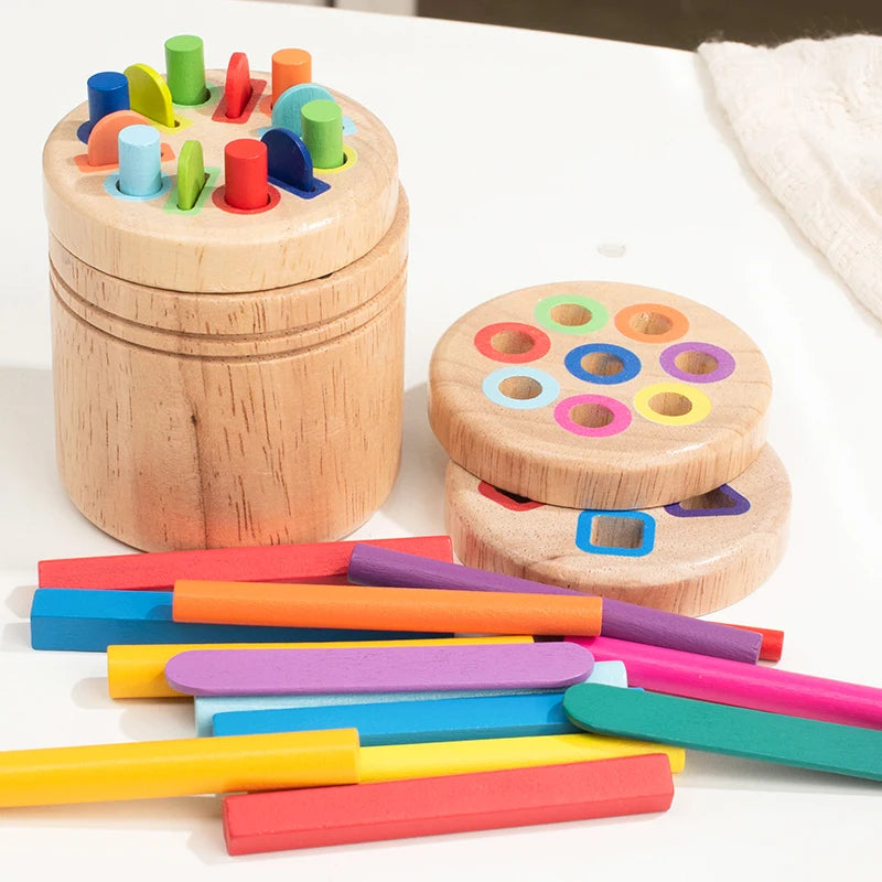 Sharing Wooden Color and Shape Sorting Matching Game