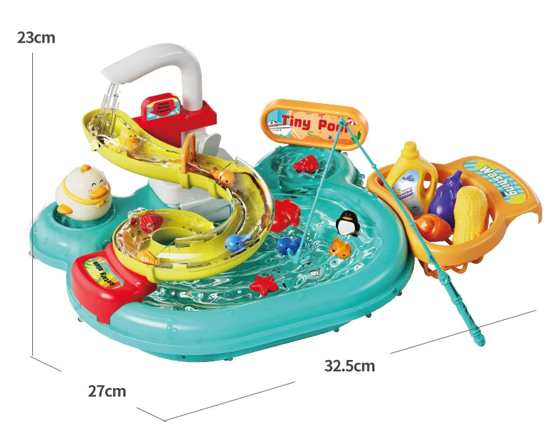 Children Electric Toy Sink Disheswash Water Simulation Food Fruit Kitchen Pretend Play Magnet Fishing Kids Education Toy Girl