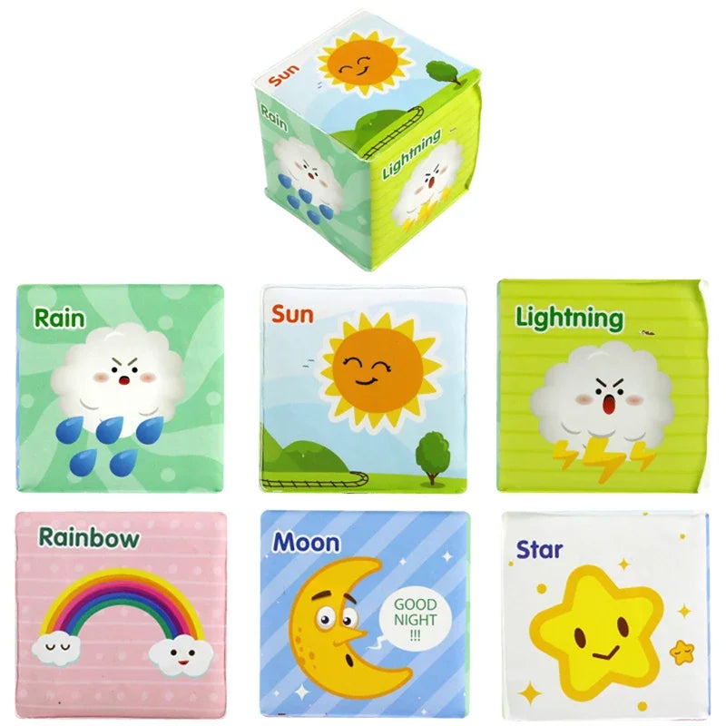 Montessori Infant Soft Plush Rattle Blocks - Animal & Number Dice